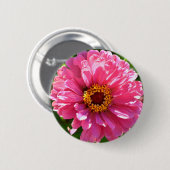 Elegante roze bloemenretro roze madeliefje ronde button 5,7 cm (Voorkant /achterkant)