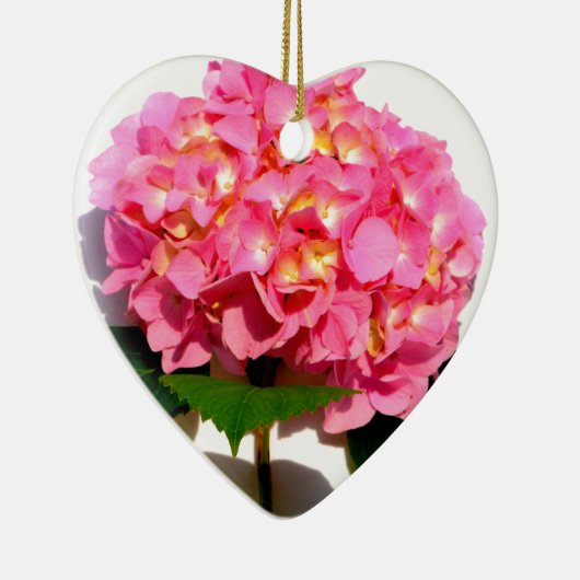 Elegante roze bloemenroze hortensia keramisch ornament (Rechts)