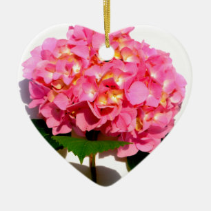 Elegante roze bloemenroze hortensia keramisch ornament