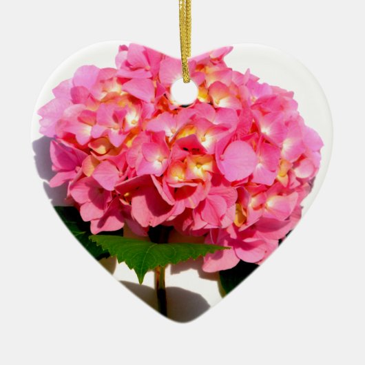 Elegante roze bloemenroze hortensia keramisch ornament (Voorkant)