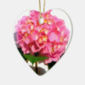 Elegante roze bloemenroze hortensia keramisch ornament (Links)