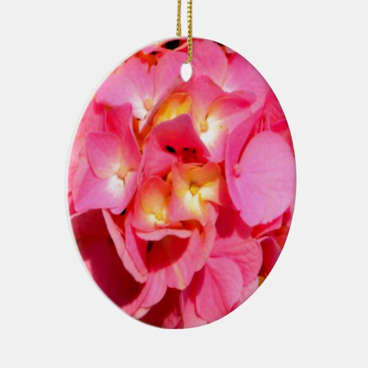 Elegante roze bloemenroze hortensia keramisch ornament (Rechts)