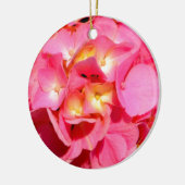 Elegante roze bloemenroze hortensia keramisch ornament (Links)