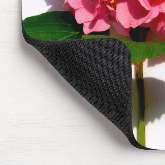 Elegante roze bloemenroze hortensia muismat (Hoek)