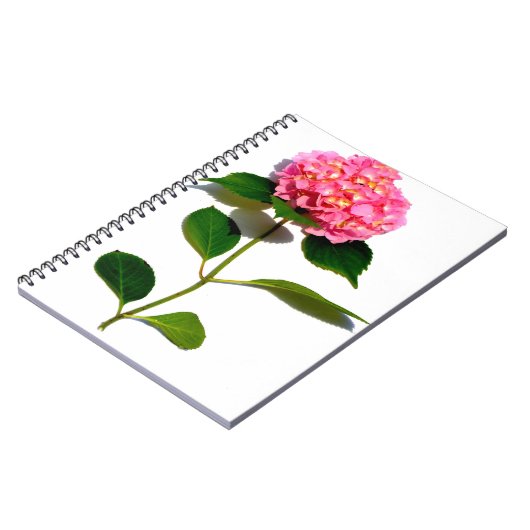 Elegante roze bloemenroze hortensia notitieboek (Linkerzijde)