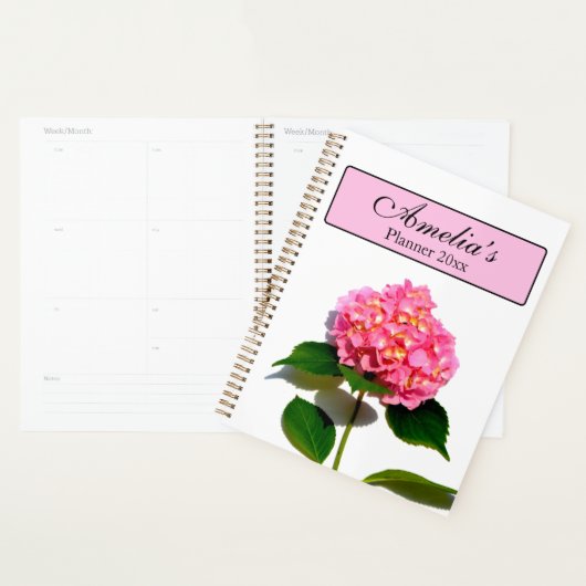 Elegante roze bloemenroze hortensia planner (Display)