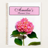 Elegante roze bloemenroze hortensia planner (Voorkant)