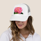 Elegante roze bloemenroze hortensia trucker pet (In situ)