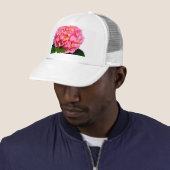 Elegante roze bloemenroze hortensia trucker pet (In situ)