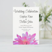 Elegante roze bloemenroze madeliefje kaart (Staand voorkant)