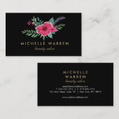Elegante Roze Bloemensalon II Visitekaartje (Voorkant / Achterkant)