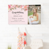 Elegante roze bloemensnijdlampje Licht Afstuderen Spandoek (Insitu)