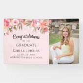 Elegante roze bloemensnijdlampje Licht Afstuderen  Spandoek (Horizontaal)