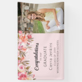 Elegante roze bloemensnijdlampje Licht Afstuderen Spandoek (Verticaal)