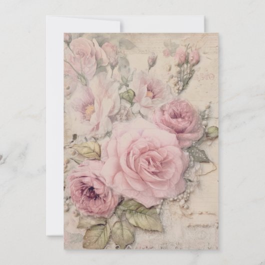 Elegante roze bloementheekoppen Meisje Baby shower Kaart (Achterkant)