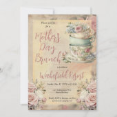 Elegante roze bloementheekoppen Moederdag Brunch Kaart (Voorkant)