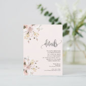 Elegante roze bloementuin bruiloft informatiekaartje (Staand voorkant)