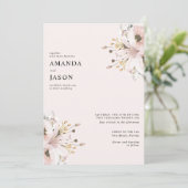 Elegante roze bloementuin bruiloft kaart (Staand voorkant)