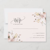 Elegante roze bloementuin bruiloft RSVP kaartje (Voorkant)