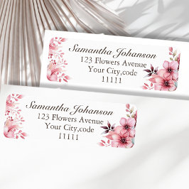 Elegante roze bloementuin retouradres sticker