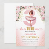 Elegante roze bloementutu jurk goud meisje 3e kaart (Voorkant / Achterkant)