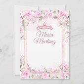 Elegante roze bloemenvlinder prinses Quiñceanera Kaart (Achterkant)