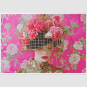 Elegante roze bloemenvogelkooi Pet decoupage Tissuepapier (Voorkant)