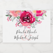 Elegante roze bloemenwijn Mini mousserende Waterve Sparkling Wijnetiket (Enkel label)