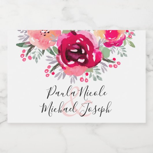 Elegante roze bloemenwijn Mini mousserende Waterve Sparkling Wijnetiket (Enkel label)