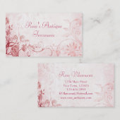 Elegante roze  bloemenwinkel visitekaartje (Voorkant / Achterkant)