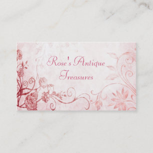 Elegante roze  bloemenwinkel visitekaartje
