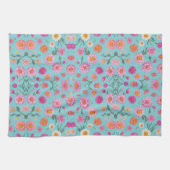 Elegante roze bloemenwitte madeliefjes roze bloeme theedoek (Horizontaal)