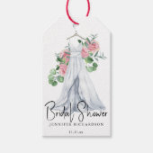 Elegante roze bloemetjes en groen - vrijgezellenfe cadeaulabel (Voorkant)