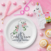 Elegante roze bloemetjes en groen - vrijgezellenfe papieren bordje (Feest)