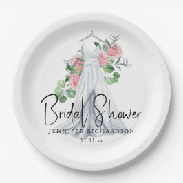 Elegante roze bloemetjes en groen - vrijgezellenfe papieren bordje