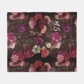 Elegante roze bloemetjes en rozen zwart bloemenkle fleece deken (Voorkant (Horizontaal))