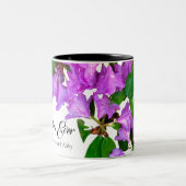 Elegante roze bloemetjes roze azalea's roze bloeme tweekleurige koffiemok (Center)