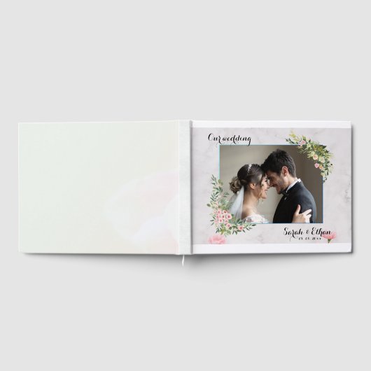 Elegante roze bloemfoto Cherry Blossom Bruiloft Gastenboek (Volledig)