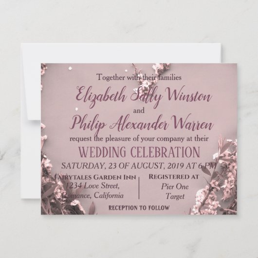 Elegante roze bloemhart op rustige schuur houten t (Achterkant)