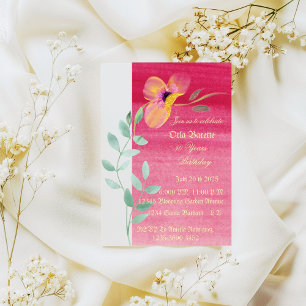 Elegante roze bloemige 50e verjaardagsuitnodiging kaart