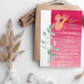 Elegante roze bloemige 50e verjaardagsuitnodiging kaart