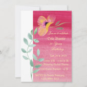 Elegante roze bloemige 50e verjaardagsuitnodiging kaart (Voorkant)