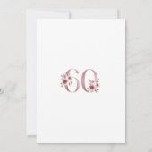 Elegante Roze Bloemige 60e Verjaardag  Kaart (Achterkant)