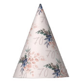 Elegante roze bloemige 70e verjaardag op maat feesthoedjes (Voorkant)