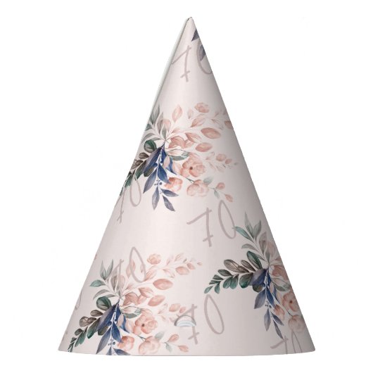 Elegante roze bloemige 70e verjaardag op maat feesthoedjes (Links)