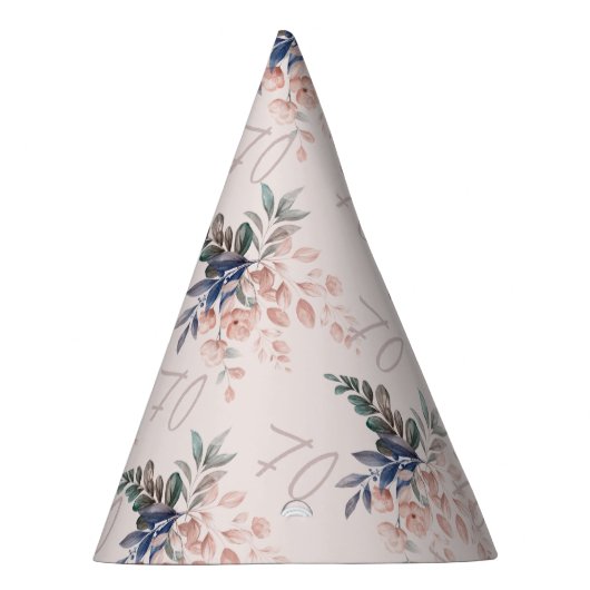 Elegante roze bloemige 70e verjaardag op maat feesthoedjes (Rechts)