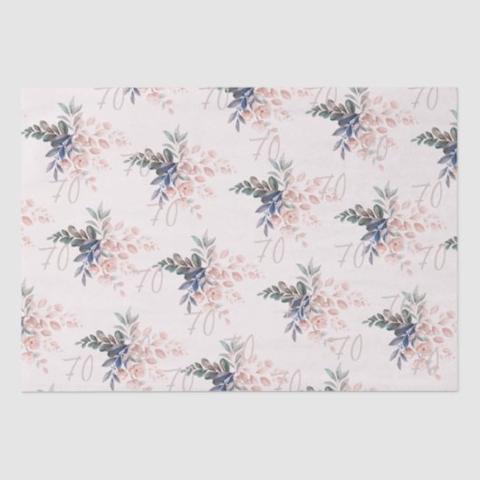 Elegante roze bloemige 70e verjaardag op maat tissuepapier (Voorkant)