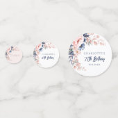 Elegante roze bloemige 70ste verjaardagsfeestje op confetti (Voorkanten)