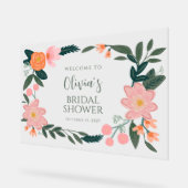 Elegante roze bloemige aangepaste bruids-shower we acryl bord (Hoek)