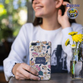 Elegante Roze Bloemige Aangepaste Naam Accent Case-Mate iPhone Case